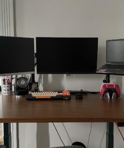 WALI Dual LCD Monitor Fully Adjustable Desk Mount Stand Fits Two Screens up to 27 inch, 22 lbs. Weight Capacity per Arm (M002), Black 47 71Xzte1nXFL