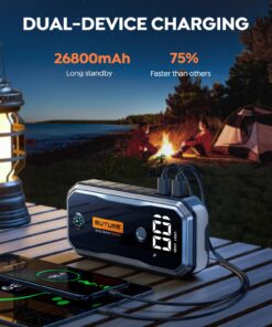 BUTURE 5000A Car Battery Jump Starter (All Gas/10L Diesel) Smart Portable Car Jump Starter Battery Pack, 12V Safe Jump Box Car Jumper Starter with Extended Jumper Cables, Fast Charge, 160W DC, Lights 36 71Y tHr3vTL