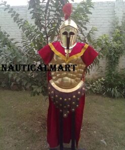 Alternative view of NauticalMart Medieval Brass 300 Spartan Set Muscle Armor Helmet W/Red Plume