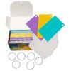 Debra Dale Designs - 3" X 5" Index Cards - Premium Smooth Heavy 100# Cardstock - 50 Each Of 3 Bright Colors - Blue, Yellow, Purple - Hole Punched With 6 Rings - Storage Filing Box - 6 White Dividers Lunar/Solar/Planetary 58 71Y0K3KrgQL
