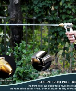 ESOW Garden Hose Nozzle, 100% Heavy Duty Metal Spray Gun with Full Brass Nozzle, 4 Watering Patterns Watering Nozzle- High Pressure Pistol Grip Sprayer for Watering Plants, Car Wash and Showering Dog Bullet Modelling Silver 16 71Y1V0MLOaL