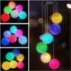 AceList Color Changing Solar Power Wind Chime Crystal Ball Wind Chime Wind Mobile Portable Waterproof Outdoor Windchime Light for Patio Yard Garden Home C-crystal Ball 31 71Y3MWdDDYL