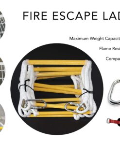 ISOP Emergency Fire Escape Rope Ladder 4 Story Homes 32 ft Innovative Solution - Unique Safety Ladder with Carabiners & Safety Cord & Safety Belt - Fast Deploy & Simple to Use - Compact & Reusable 32 ft with Safety Belt 15 71Y3O108fbL