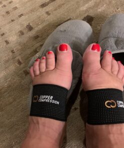Copper Compression Copper Arch Support - 2 Plantar Fasciitis Braces/Sleeves. Foot Care, Heel Spurs, Feet Pain Relief, Flat & Fallen Arches, High Arch black 44 71Y4PJkLZL 2