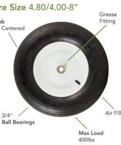 Marathon 4.80/4.00-8" Pneumatic (Air Filled) Tire on Wheel, 3" Hub, 3/4" Bearings, Ribbed Tread 19 71Y4W0fcDfL