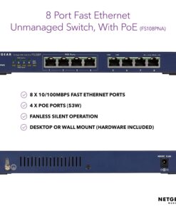 Alternative view of NETGEAR FS108PNA - Discontinued by Manufacturer