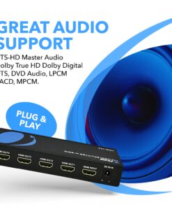 OREI 4K 1x4 HDMI Splitter 1 in 4 Out - Ultra HD @ 30 Hz 1x4 Ver. 1.4 HDCP, Power HDMI Supports 3D Full HD 1080P for Xbox, PS4 PS3 Fire Stick Blu Ray Apple TV HDTV - Adapter Included 16 71Y6FaukyL