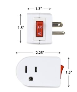 Electes 3 Prong Grounded Single Port Power Adapter with Red Indicator On/Off switch {Value! 3 Pack} 16 71Y8IFZUH4L