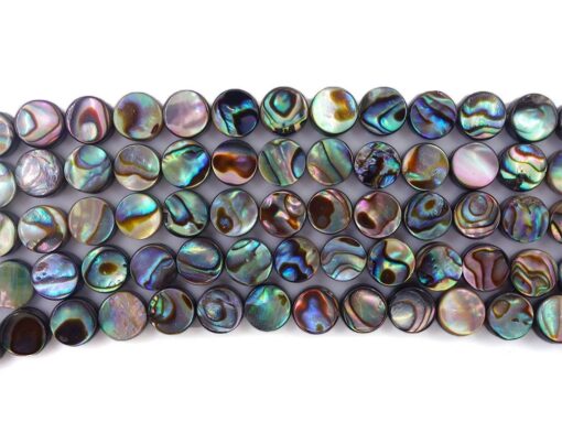 6mm Natural Abalone Shell Flat Coin Beads Strand 16 Inch Jewelry Making Beads 6mm