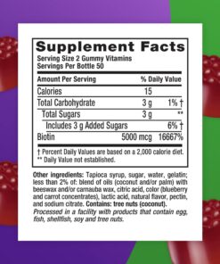 vitafusion Extra Strength Biotin Gummy Vitamins, Berry Flavored, 5,000 mcg Biotin Vitamins, America’s Number 1 Gummy Vitamin Brand, 50 Day Supply, 100 Count (Packaging may vary) 42 71Y8Y2MQCcL