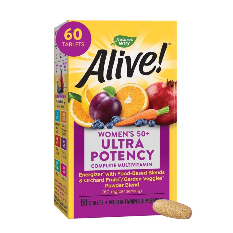 Nature's Way Alive! Women’s 50+ Ultra Potency Complete Multivitamin, High Potency Formula, Supports Multiple Body Systems, Supports Cellular Energy, Gluten-Free, 60 Tablets 60 Count (Pack of 1)