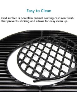 Hongso 8835 21.5 Inch Non-Stick Polished Porcelain Coated Grill Grates for Weber Original Kettle Premium 22 Inch Charcoal Grill, 22" Weber Performer Premium, Deluxe Charcoal Grill, 22'' Smokers 21.5" in dia. 9 71Y9Aregm4L