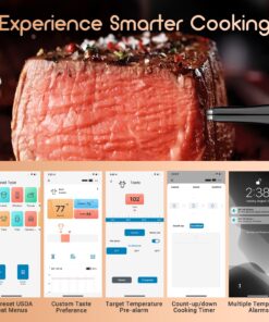 INKBIRD Wireless Meat Thermometer INT-11P-B, Bluetooth Meat Thermometer for Grilling and Smoking, IP 67 Waterproof Wireless Meat Probe for BBQ Oven Grill Smoker Cooking Gifts for Men Women 34 71Y9E02oWPL