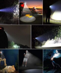 AUERVO Rechargeable LED Headlamp, 10000 Lumens Bright Headlight, Portable Waterproof Flashlight Kit with Rechargeable Batteries for Night Hunting Fishing Camping Black 18 71Y9N0EAcZL