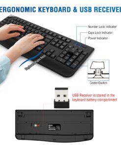 Wireless Keyboard and Mouse Combo, EDJO 2.4G Full-Sized Ergonomic Computer Keyboard with Wrist Rest and 3 Level DPI Adjustable Wireless Mouse for Windows, Mac OS Desktop/Laptop/PC black 25 71Y9ToZ4OoL