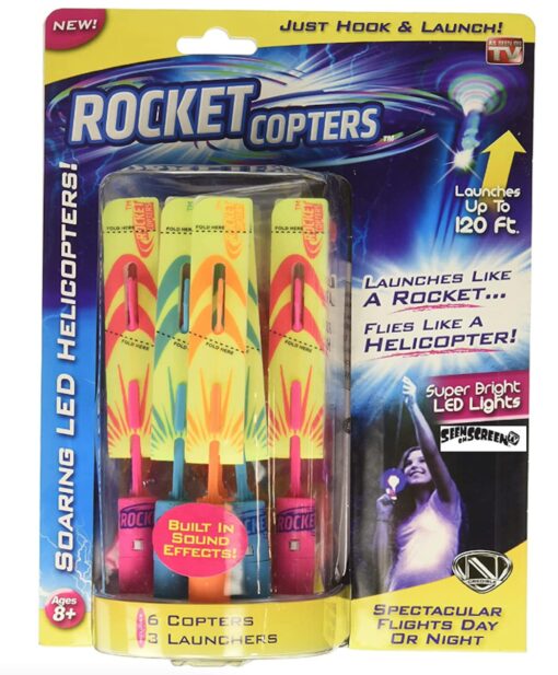 Rocket Copters - The Amazing Slingshot LED Helicopters - As Seen on TV Neon