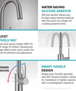 KRAUS Oletto Single Handle Kitchen Bar Faucet with QuickDock Top Mount Assembly in Brushed Brass, KPF-2600BB, 12 1/2 Inch 15 71YBQokErL