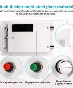 TIGERKING Biometric Fingerprint Home Safe, 1.2 Cubic Feet Digital Security Safe Lock Box, Quick-Access Small Safes for Cash, Jewelry, Handgun, Document, White FED-WHITE 12 71YBeDpMK3L