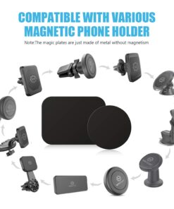 WixGear Mount Metal Plate with Adhesive for Magnetic Cradle-Less Mount - X4 Pack 2 Rectangle and 2 Round (Compatible with Magnetic mounts) (Black) Black 25 71YC IgW4DL