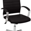 Amazon Basics High-Back Executive Swivel Office Desk Chair with Ribbed Puresoft Upholstery, Lumbar Support, Modern Style, 23.9"D x 24.69"W x 41.5"H, Black