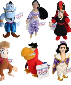Aladdin Six Piece Bean Bag Set with Aladdin, Jasmine, Iago, Genie, Jafr and Abu