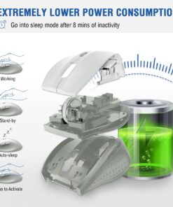 E-YOOSO Wireless Mouse, Computer Mouse 18 Months Battery Life Cordless Mouse, 5-Level 4800 DPI, 6 Button Ergo Wireless Mice, 2.4G Portable USB Wireless Mouse for Laptop, Mac, Chromebook (White Gray) White Gray 12 71YD2PmMmL
