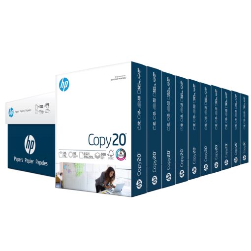 HP Papers 8.5 x 11 Paper Copy 20 lb 10 Reams - 5,000 Sheets 92 Bright FSC Certified 200230C 10 Ream | 5000 Sheets