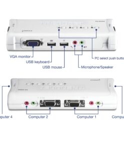 Alternative view of TRENDnet 4-Port USB KVM Switch and Cable Kit With Audio, Manage 4 Computers, USB Switch, Windows, Linux, Auto-Scan, Plug And Play, Hot Pluggable, 2048 x 1536 VGA Resolution, White, TK-409K 4 Port Audio w/ Cables