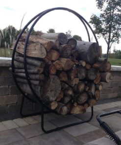 Sunnydaze Outdoor Firewood Log Hoop and Cover Set - Powder-Coated Steel Rack and PVC Cover - Black - 40-Inch 40 in 41 71YDxZ628L