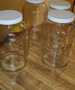 Paksh Novelty 1-Gallon Glass Jar Wide Mouth with Airtight Plastic Lid - USDA Approved BPA-Free Dishwasher Safe Mason Jar for Fermenting, Kombucha, Kefir, Storing and Canning Uses, Clear (4 Pack) Plastic Lid, 4 Pack 45 71YFYDgVFL