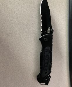 SOG Escape Tactical Folding Knife- 3.4 Inch Serrated Edge Blade Emergency Pocket Knife with Glass Breaker, Wire Stripper and Line Cutter Blades-Black (FF25-CP) Escape - Hardcased Black 33 71YFaG4JM1L