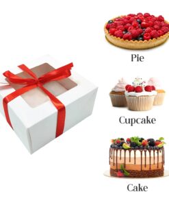 HeroFiber Cake Boxes 12 inch, & Cake Boards. Set of 10, Bakery Box With Plastic Window, For Your Bundt Cake, Cheesecake, Cookies, Pastry, Donuts, Cupcakes, Pies & More. Cajas Para Pasteles White 12 Inch 15 71YFiLA5UlL