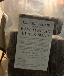 OUR EARTH'S SECRETS Premium Natural Raw African Black Soap, 5 lbs Unscented 5 Pound (Pack of 1) 10 71YGNoQlSWL