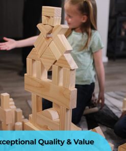 Standard Unit Building Blocks for Toddlers with Storage Tray (64 Pcs) Sanded Wood Blocks for Children, Original STEAM, and STEM Learning, Classic Wooden Toys for Kids Parties and Classrooms 11 71YHEgfRx9L