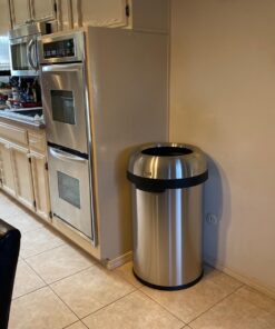 simplehuman 115 Liter / 30 Gallon Bullet Open Top Trash Can Commercial Grade Heavy Gauge, Brushed Stainless Steel 115 Liter Round 10 71YHSvxt7UL