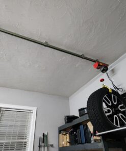 Partsam 440Lbs Lift Electric Hoist Crane Remote Control Power System, 110V Electric Hoist Zinc-Plated Steel Wire Overhead Crane Garage Ceiling Pulley Winch w/Straps (w/Emergency Stop Switch) 40 71YHU8DdT7L