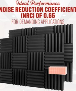 A2S 24 Pack 2-Inch Acoustic Panels w/Adhesive Stickers - Fireproof - SGS Certified - Sound Proof Foam Panels - Non Toxic - Top Quality - Ideal for Home & Studio Sound Deadening - High Density Black 24 pack 37 71YHUsfZ3xL