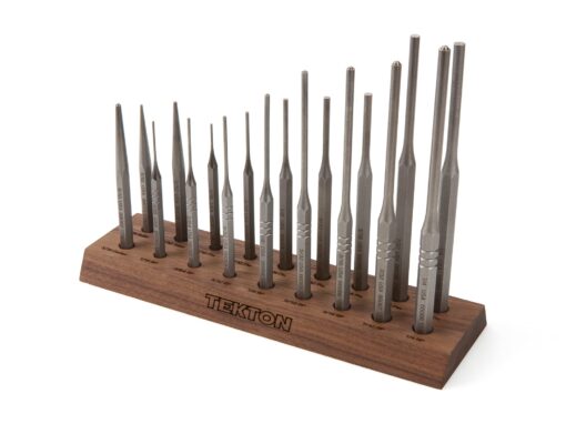 TEKTON Punch Set with Walnut Block (18-Piece) | 66564 Gunsmith Punch Set