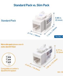 Cable Matters UL Listed 25-Pack RJ45 Keystone Jack, Cat6 Keystone Jacks in White and Keystone Punch-Down Stand 19 71YJABeK6EL