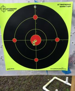 Splatterburst Targets - 12 inch Multi-Bullseye Splatter Target - Easily See Your Shots Burst Bright Fluorescent Yellow Upon Impact - Made in USA 50 Pack 24 71YJGRjpMvL