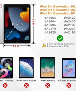 New iPad 9th/8th/7th Generation Case 2021/2020/2019 10.2 Inch with Tempered Glass Screen Protector & Pencil Holder | Rugged Protective Kids iPad 10.2 Case Cover w/Stand Hand Shoulder Strap |Black Black 41 71YLPzqsHFL 1