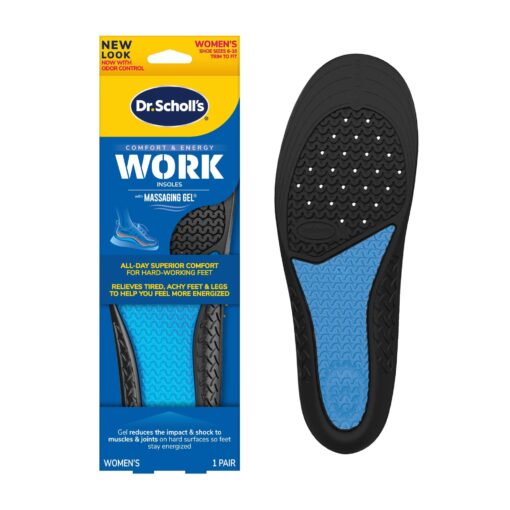 Dr. Scholl's Work All-Day Superior Comfort Insoles with Massaging Gel®, On Feet All-Day, Shock Absorbing, Arch Support, Odor Control, Trim Inserts to Fit Work Boots and Shoes, Women Size 6-10, 1 Pair No Color 2 Count (Pack of 1)