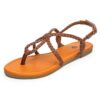 SANDALUP Women's Braided Strap Thong Flat Sandals 6.5 Brown 45 71YM0K5cP L