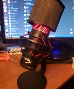 HyperX QuadCast - USB Condenser Gaming Microphone, for PC, PS4, PS5 and Mac, Anti-Vibration Shock Mount, Four Polar Patterns, Pop Filter, Gain Control, Podcasts, Twitch, YouTube, Discord, Red LED Red Lighting 17 71YNrF0WojL