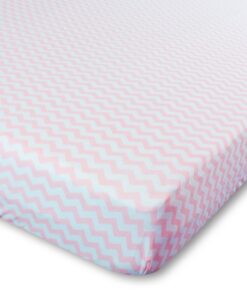 Universal Fit Crib Sheets - 100% Natural Soft Jersey Knit Cotton for Standard Crib and Toddler Mattress - 2 Pack (Pink Polka Dot, Chevron) by Ziggy Baby Pink Polka Dot, Chevron 25 71YPp UprvL