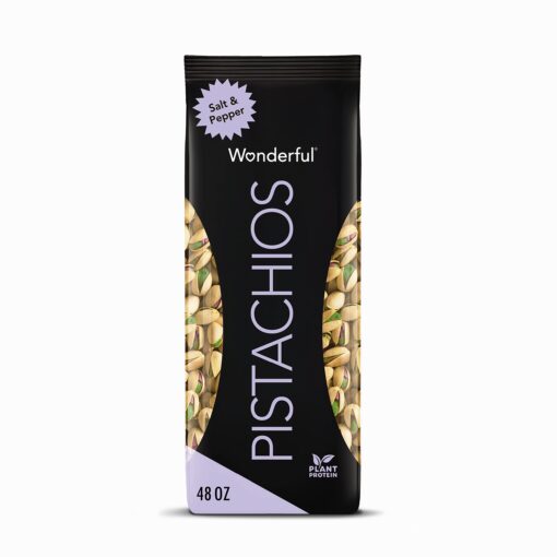 Wonderful Pistachios In Shell, Salt & Pepper, 48 Ounce Resealable Bag, Healthy Snack, Protein Snack, Pantry Staple (48 oz) 3 Pound (Pack of 1)