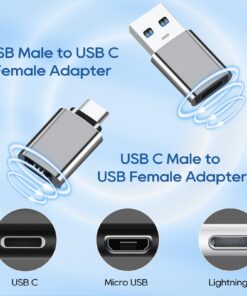 Alternative view of UCEC 4PCS Type C to USB Adapter, USB to Type C Adapter, 2-Pack USB C to USB Adapter & 2-Pack USB A to USB C Adapter,USC to USB Adapter for iPhone iPad Airpods Laptop PC MacBook Power Bank CarPlay typeC to USB, gray