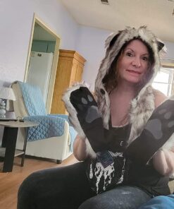 White Wolf Animal Hoods Hat, Mittens, Gloves, Scarf Paws Prints and Ears, Furry Hoodie 26 71YQzMl7eiL