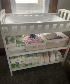 Dream On Me Emily Changing Table In White, Comes With 1" Changing Pad, Features Two Shelves, Portable Changing Station, Made Of Sustainable New Zealand Pinewood 29 71YROUy2mzL