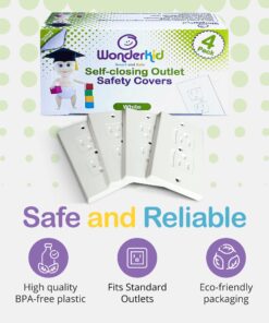 WONDERKID Self-Closing Electrical Outlet Covers for Baby Proofing - White - 4 Pack 12 71YROeegWkL